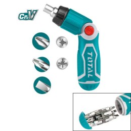 Wkrętak przegubowy z grzechotką i zestawem bitów TACSD30136