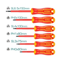 Wkrętaki izolowane 6szt. dla elektryków mod. THTIS566 (D)  TOTAL