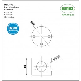 Łącznik relingu 100-50x43 INOX