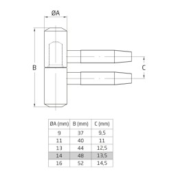 Zawias 20-14x48 mosiężny