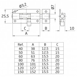 Zasuwka 50mm mosiężna złoto antyczne mod. 391