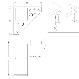 Noga meblowa nogi kwadratowe 40x40x100mm ABS białe - 4szt mod. 21