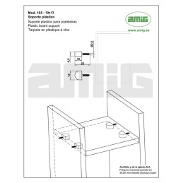 Podpórka meblowa 13x10mm biała plastikowa 8szt. mod.165