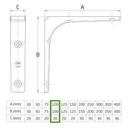 Wspornik półki stalowy brązowy 100x100mm mod. 2