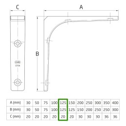 Wspornik półki stalowy brązowy 125x125mm mod. 2