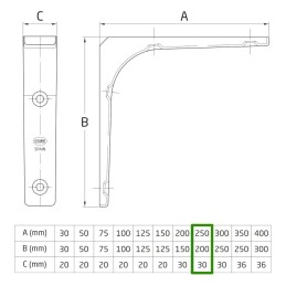 Wspornik półki stalowy brązowy 250x200mm mod. 2