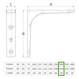 Wspornik półki stalowy brązowy 300x250mm mod. 2