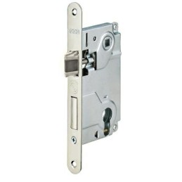 Zamek drzwiowy na wkładkę 85/50 niklowany F18 CENTRO z ryglem