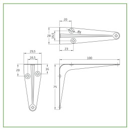 Wspornik półki stalowy brązowy 100x75mm mod. 1