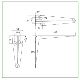 Wspornik półki stalowy biały 125x100mm mod. 1