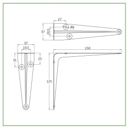 Wspornik półki stalowy szary 150x125mm mod. 1