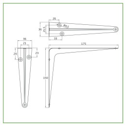 Wspornik półki stalowy biały 175x150mm mod. 1