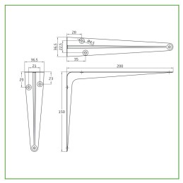 Wspornik półki stalowy biały 200x150mm mod. 1