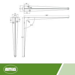 Wspornik półki stalowy srebrny 400x350mm mod. 1