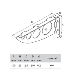 Wspornik półki stalowy biały 100x240mm mod. SERENISSIMA 24 2szt.