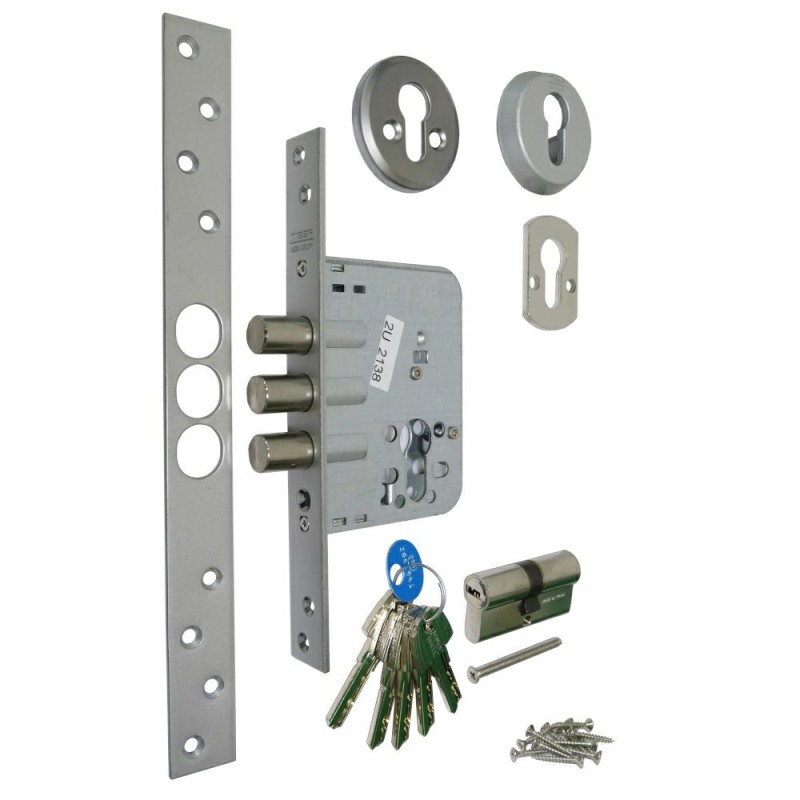 Zamek bolcowy dodatkowy na wkładkę 50mm zestaw chrom  mat TESA R101B566C