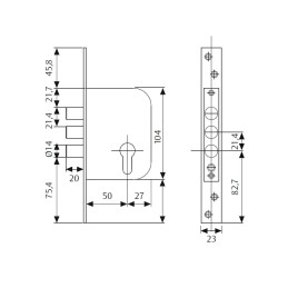 Zamek bolcowy dodatkowy na wkładkę 50mm zestaw chrom  mat TESA R101B566C