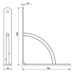 Wspornik półki wzmocniony stal szary metalik 200x150mm mod. 12
