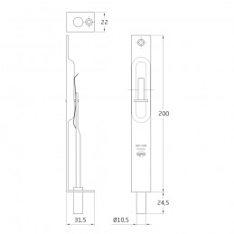 Zasuwa czołowa suwana 200x22mm INOX mod. 402