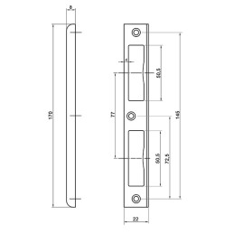 Zaczep kątowy 170x22x8mm nikiel satyna do zamka ALFA i BETA