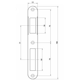 Zaczep zamka ALFA-BETA symetryczny 165x22 chrom
