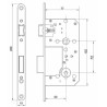 Zamek drzwiowy na klucz 72/50 czoło 18mm nikiel satyna ALFA