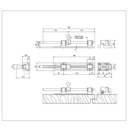 Zasuwa okiennicy horyzontalna z zaczepem 225mm czarna