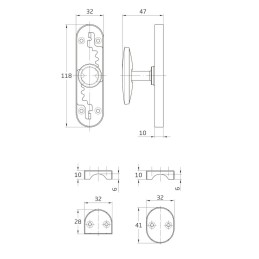 Klamka z zamknięciem do zasuwnicy mosiądzowany  mod. 7
