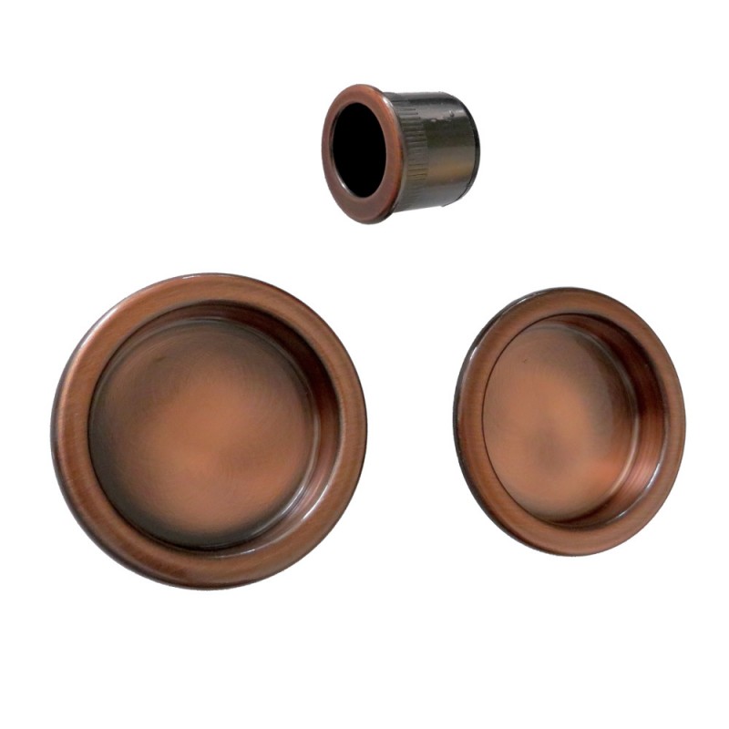 Uchwyty wpuszczane okrągłe 60mm stal brąz SCIVOLA-E + uchwyt na palec