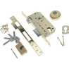 Zamek drzwiowy na wkładkę 85/50 mosiądzowany z akcesoriami mod. 200