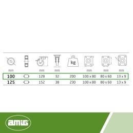 Kółko skrętne 125mm z hamulcem na płytce nylon białe mod. 2550