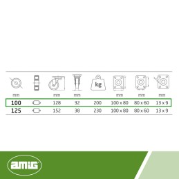 Kółko skrętne 125mm na płytce nylon białe mod. 2550
