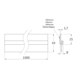 Listwa uszczelniająca drzwi przyklejana 1m czarna mod. 5
