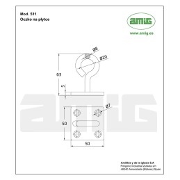 Oczko stałe na płytce 50x50x5mm mod. 511