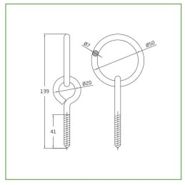 Pierścień wkręcany 50x139mm kółko na oczku mod. 508
