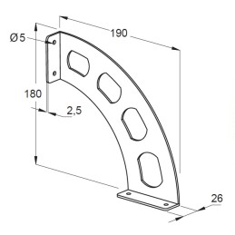 Wspornik półki stalowy srebrny 190x180mm mod. BOOMERANG 20 2szt. rysy lekko porysowany