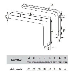 Wspornik półki złoty 144x240mm mod. LEONARDO, 2szt.