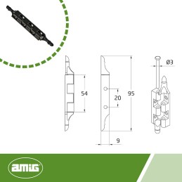 Zawias meblowy 95x54mm czarny 2szt. mod. 557