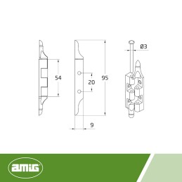 Zawias meblowy 95x54mm biały ozdobny mod. 557