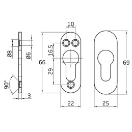 Szyld wkładki czarny 70x25mm mod.35