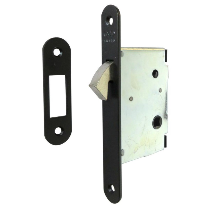 Zamek hakowy do WC 50mm czarny czoło 22x168mm