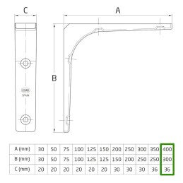 Wspornik półki stalowy brązowy 400x300mm mod. 2