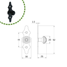 Gałka z szyldem czarna 92x30x1,5mm meblowa mod. 101 DIS