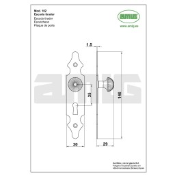 Gałka z szyldem na klucz 146x30mm złoto antyczne mod.102 EAN