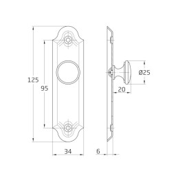 Gałka z szyldem mosiężna 125x34mm mod. 29
