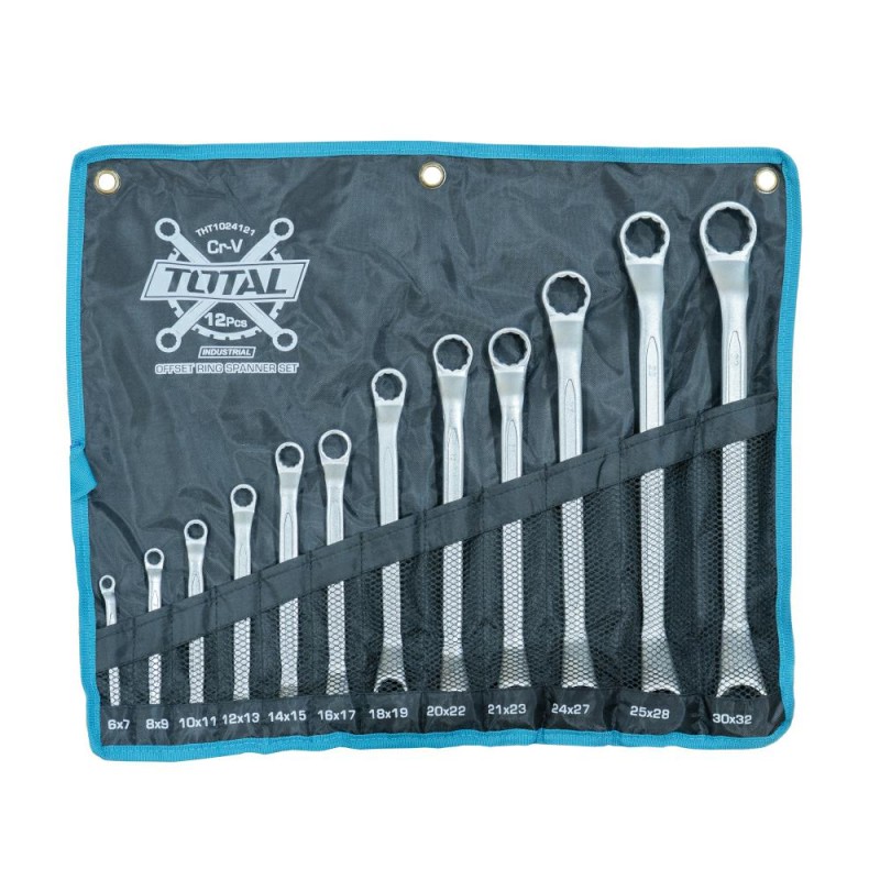 Klucze oczkowe podwójne odgięte zestaw 12szt. THT1024121 (S)