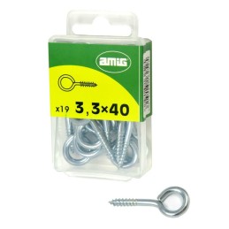 Haczyki oczkowe wkręcane 3,3x40mm oczko 9mm cynkowane 19szt.