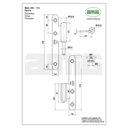 Zawias do drzwi 110x54mm stal biały rozłączny LEWY (pl) mod. 505