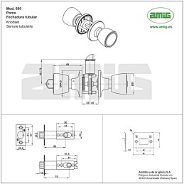 Gałka z zamkiem do drzwi wejściowych mod.600 chrom połysk
