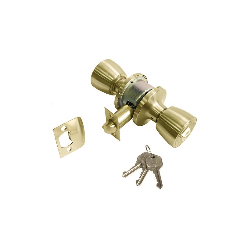 Gałka z zamkiem wejściowa mosiądz satyna mod. 600